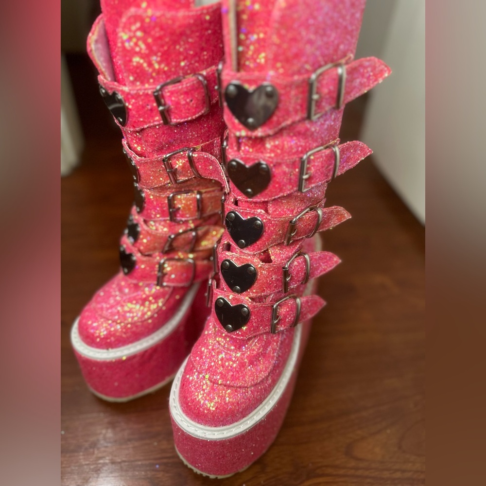 Demonia Hot Pink Glittery Swing-230g Platform Mid… - image 8